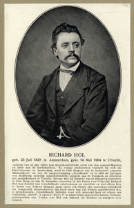 105038 Portret van Richard Hol, geboren Amsterdam 23 juli 1825, directeur van de Muziekschool te Utrecht, directeur van ...